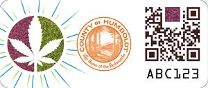 Track and trace stamp showing a cannabis leaf, county logo and a QR code